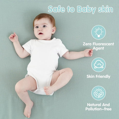 2 Pack 100% 40 40 Inches, Muslin Swaddle Blankets for Newborns, Cotton Receiving Blankets, Soft and Breathable Baby