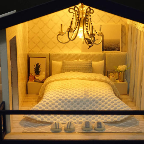 GuDoQi DIY Miniature Dollhouse Kit, Tiny House with Music, 1:24 Scale, Great Gift for Birthday or Christmas