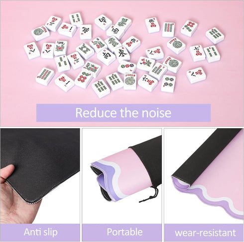 (31.5 31.5) TIASUSAN Pink Mahjong Mat x with Black Carrying Bag, Anti-Slip, Noise-Reducing Table Cover for Mahjong