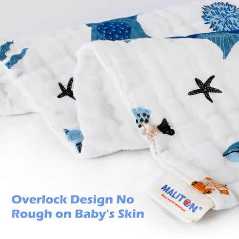 6 Pack 20''x10'' 100% 6 Pack 6) Maliton Muslin Baby Burp Cloths Large Cotton Burp Rags Absorbent and Soft Layers Muslin