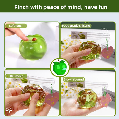 Handmade Silicon Taba Clear Apple Squishy Clear AppleSafe & Non-Toxic Sticky Mochi Squishy Fidget Stress-Relief Squeeze