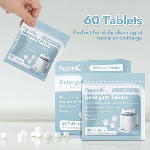 60Pcs Momcozy Packs Papablic Official Detergent Soap Tablets for Baby Brezza, GROWNSY, Bottle Washer Pro & Portable