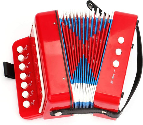 Tosnail Kids Accordion Toy - 10 Keys Buttons Control Mini Musical Instruments for Children - Red