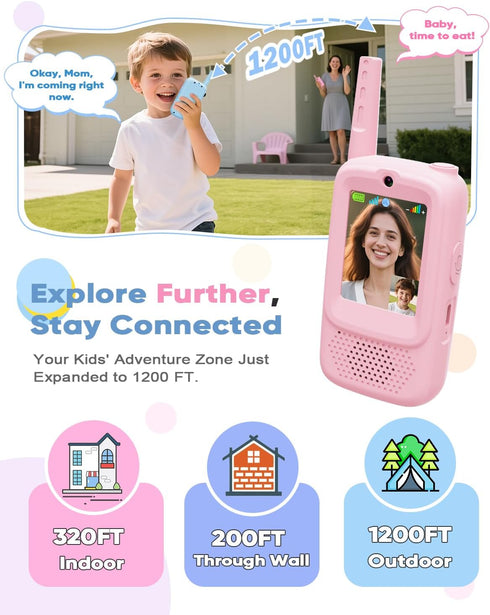 Anchioo 2 Pack 4 3-12 2 Video Walkie Talkies for Kids, Rechargeable Walkie Talkies Toys with HD Camera & Voice Changer