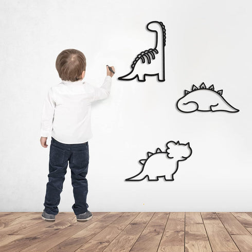 3 Pcs Dinosaur Wall Decor Dino Geometric Wooden Wall Art Nursery Room Decorations for Baby Boys Girls Toddlers Kids