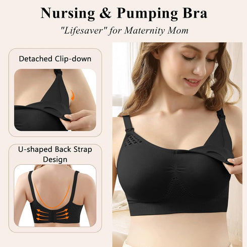 4HOW Wireless Hands-Free Nursing Bra for Large Bust - Pumping Bra