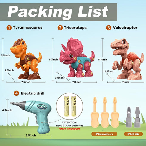3 4 5 6 7 8 RS009-2 Laradola Dinosaur Toys for Kids Aged Year Old, Kid Boys Girls, Take Apart STEM Construction
