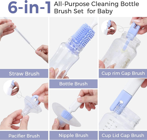 Set,8 1 Baby Bottle Brush in Magnetic Design Cleaner Bottle Brush Kit with Silicone Brush,Drying Rack for Baby Bottle
