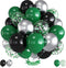 Green Black Balloons, Dark Green Black Silver Confetti Balloons, 35 Pcs 12 Inch for Birthday Party Decorations