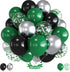 Green Black Balloons, Dark Green Black Silver Confetti Balloons, 35 Pcs 12 Inch for Birthday Party Decorations