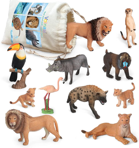 Volnau 11PCS Animal Toys Figurines Africa Figures Zoo Pack for Kids, Educational Jungle Set