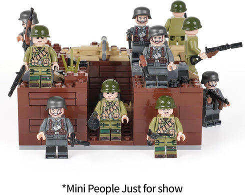 WW2 Battlefield Left Corner Military Block Set, 200PCS, Suitable for MOC Military Secondary Creation