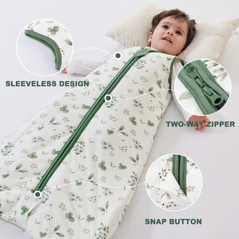2-Way Zipper,2.5 Unisex(Plant,0-6 Mosebears Sleep Sack Baby Winter Wearable Blanket with TOG Cotton Sleep Sack Months)