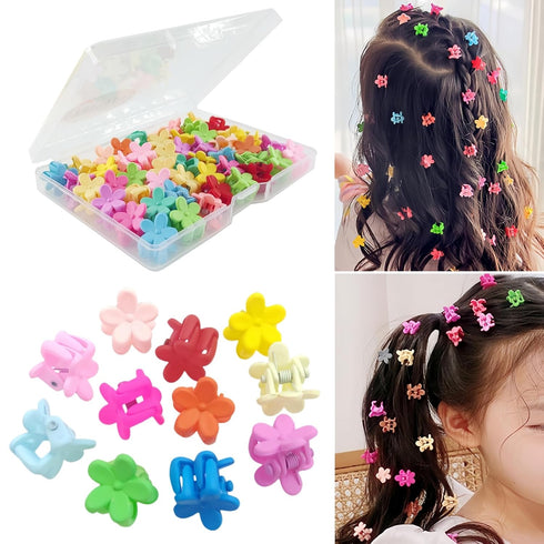 Tesvyns 50Pcs Mini Flower Hair Clip Colorful Mini Hair Claw Baby Hair Clips