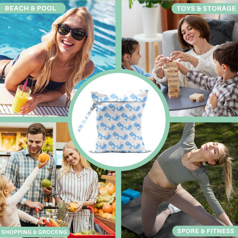 Wet Dry Bag for Swimsuit and Towels for Swimsuit Travel Beach Pool Diapers Dirty Yoga Gym Clothes Hook to Stroller