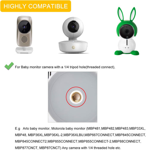 iTODOS Baby Monitor Mount Compatible with Arlo,Owlet,Goodbaby,Hellobaby,ANMEATE,Vtech,Motorola Baby Monitor and Most Universal Monitors Camera,Versatile Twist Mount without Tools or Wall Damage-White