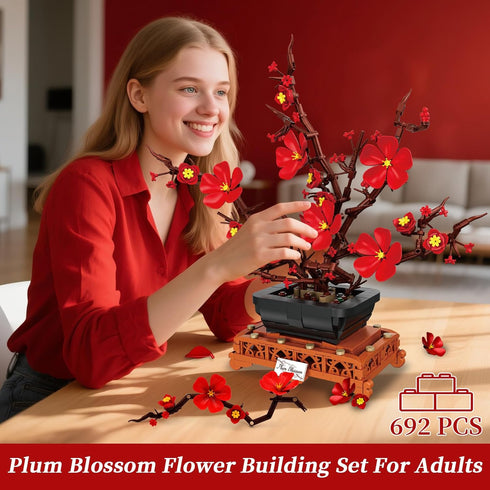 Sets 692PCS kiothdre Plum Blossom Building for Adults Women- Flowers Bouquet Botanical Collection Blocks Kit