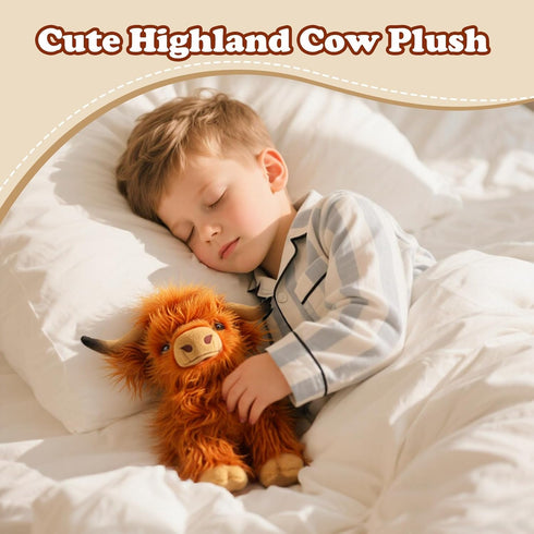 FSUGT Highland Cow Stuffed Animal Toy, Adorable Highland Cow Plush, Scottish Cow Plush Toy, Farm Animal Cattle Plush