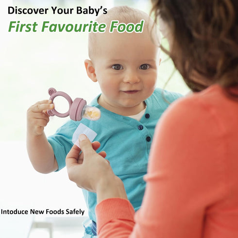 Silicone Baby Fruit Food Feeder & Mini Freezer Nibble Tray, Breastmilk Popsicle Molds for Baby Teething Relief, BPA