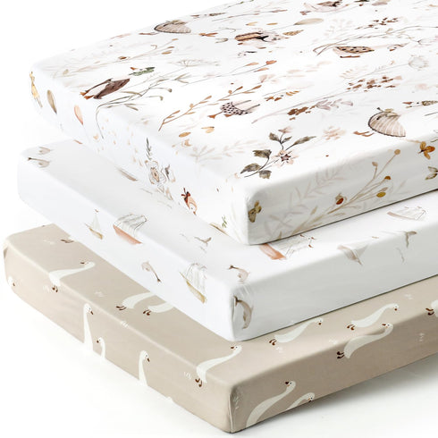 Stretchy Ultra Soft Jersey Knit Fitted Pack and Play Sheets Set 3