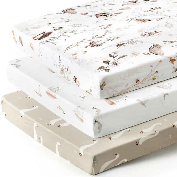 Stretchy Ultra Soft Jersey Knit Fitted Pack and Play Sheets Set 3