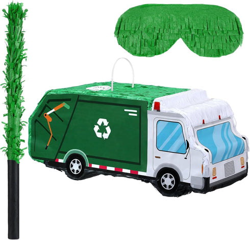 Seenelling Garbage Truck Piata 3D Trash Truck Birthday Decorations with a Blindfold and