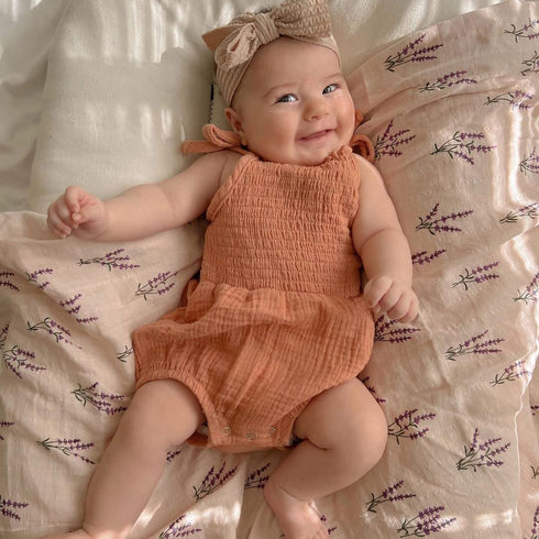 Organic Cotton Lavender & Mauve Muslin Swaddle Blankets for Newborns