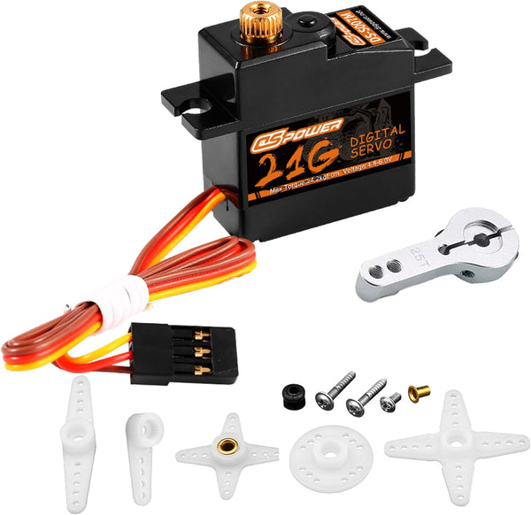 DSPOWER 21G Mini Servo Micro Servo with 25T Arm,Digital Servo Full Metal Gear