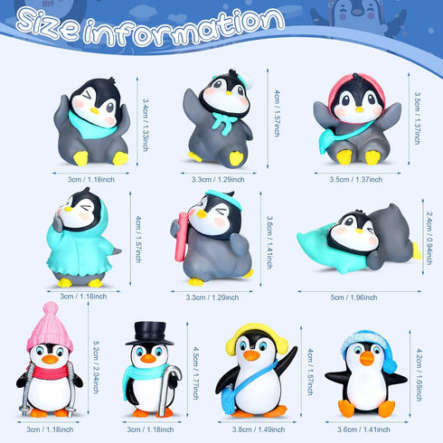 Macarrie 30 Pcs Penguin Figurines Cute Mini Penguin Characters Collection Playset for Cake Decoration for Boys & Girls