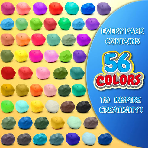 ESSENSON Air Dry Clay 56 Colors, Modeling Clay for Kids, DIY Molding Magic Clay for with Tools, Soft & Ultra Light, Toys Gifts for Age 3 4 5 6 7 8+ Years Old Boys Girls Kids by ESSENSON