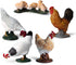 Farm Animals Figurines, 5 Piece Simulated Chicken Toy Statue Set, Realistic Cake Topper Gift