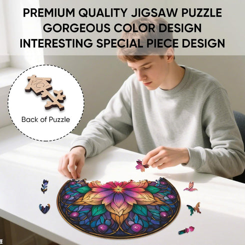 500 Pieces,16.5x16.5 inch Ixfyloop Wooden Puzzles for Adults Wooden Puzzles, Mandala Puzzle Wood Jigsaw Puzzles Unique