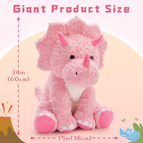 24inch Tezituor Large Pink Dinosaur Stuffed Animals, Large Stuffed Dinosaur Plush Toys for Boys Girls, Hugging Soft