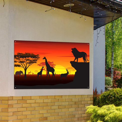 African Safari Theme Party Decorations, 72.8 x 43.3 Inch Backdrop Banner for Tropical Forest Jungle Scenic Background