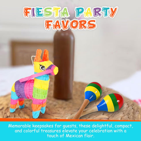Podzly Mini Donkey Pinatas, 3-Pack for Cinco de Mayo and Mexican-themed Events