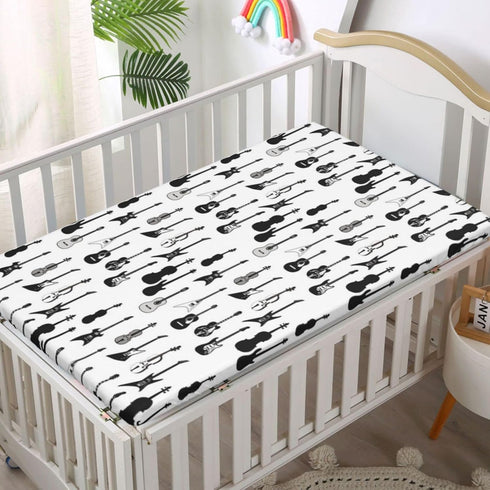 Boy,28 x52,White Music Themed Fitted Crib Sheet,Standard Crib Mattress Fitted Sheet Toddler Bed Mattress Sheets-Baby