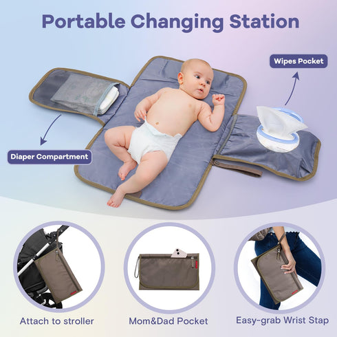 Backpack, Pack RUVALINO Diaper Bag Multifunction Travel Maternity Baby Changing Bags, Large Capacity, Waterproof, Khaki