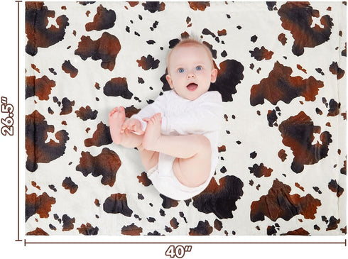 26.5 40 Inches Cow Baby Blanket for Boys Girls Soft Fleece Minky Blanket with Dotted Backing Double Layer Newborn