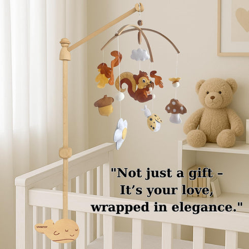 Baby Mobile for Crib, Adjustable Wooden Arm Holder, Easy Install Nursery Accessory, Natural Gift for Newborn