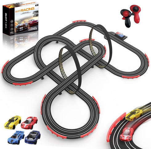 Teslala Slot Car Race Track 32Ft Electric Powered Racing Tracks Sets for Boys