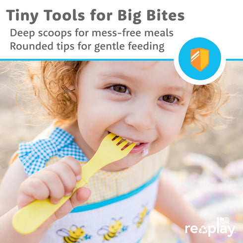 Set 4x4 Set Set 8-5.8" 1.2" 0.2" Re-Play Toddler Forks and Spoons - Utensils for Kids - Dishwasher and Microwave Safe