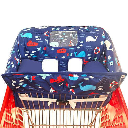 2-in-1 Soft Pillow Attached Shopping Cart and High Chair Cover for Baby, Cotton Padded Cart Cover, Fold'n Roll Style