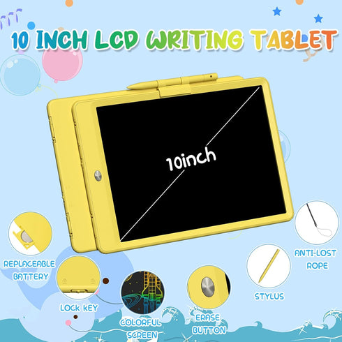 10 Inch LCD Writing Tablet for Kids - 4 Pack Reusable Drawing Pad for 3-8 Year Old Boys and Girls