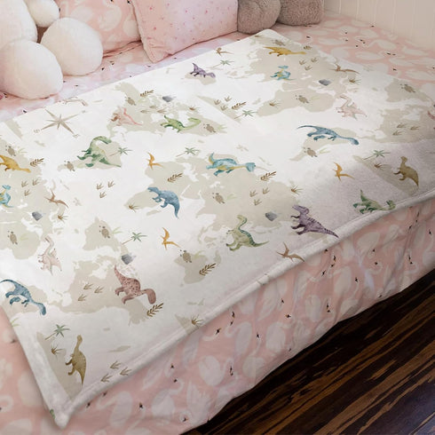 Colorful Dinosaurs Map Baby Blanket, Cartoon Dinosaur Swaddle Blanket for Boy Girl, 30x40 Flannel Throw