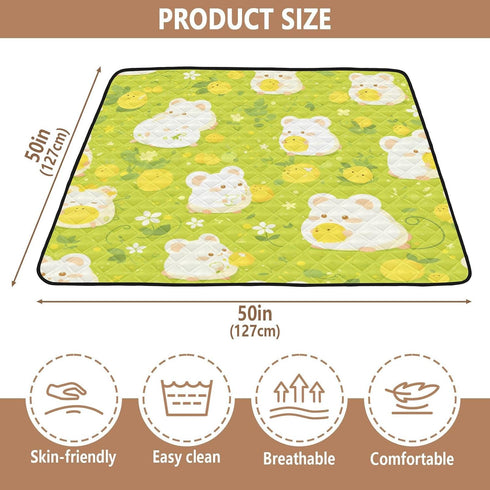EtherSpher 1-Piecing 50'' 50''alfombras Cartoon Hamster Fluorescent Green Soft Padded Baby Girl Play mat for Indoor