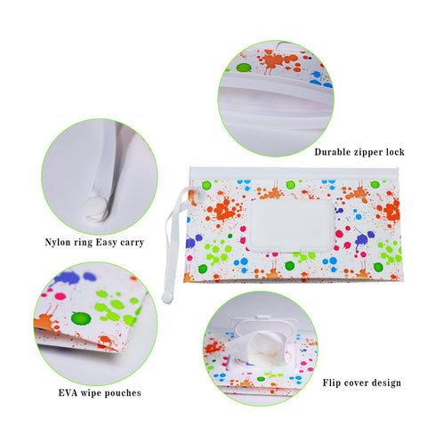 4 Pack Baby Wipe Dispenser, Portable Refillable Wipe Holder, Reusable Lightweight Wipes Holder Container for Travel Wet