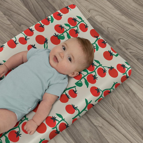 Summer 32''16'' Sweet Red Tomatoes Baby Changing Pad Covers for Boy Girl Cute Cherry Tomato Fitted Changing Table Cover