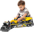 Construction Semi Trailer Truck Toy, Large Flatbed Truck Carrier with Excavator and