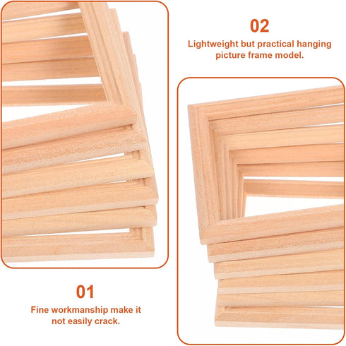 Exceart 6Pcs Wooden Dollhouse Furniture, Miniature Photo Frame DIY Dollhouse Decor
