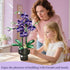 NERCISU Sets 8-12+ (666 Orchid Flowers Building with Vase, Purple Orchid Botanicals Collection Building Toys for Home